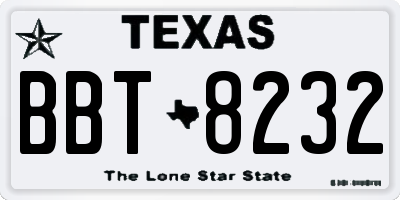TX license plate BBT8232
