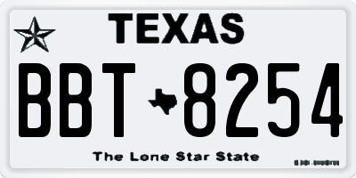 TX license plate BBT8254