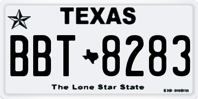 TX license plate BBT8283