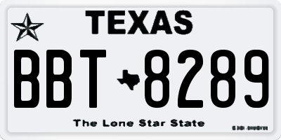 TX license plate BBT8289