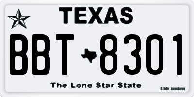 TX license plate BBT8301