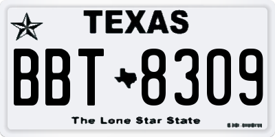 TX license plate BBT8309