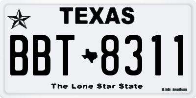 TX license plate BBT8311