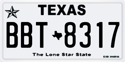 TX license plate BBT8317