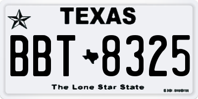 TX license plate BBT8325