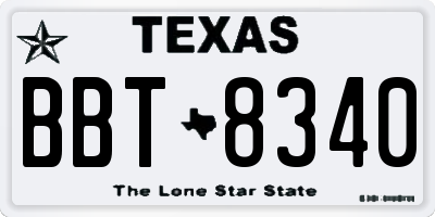TX license plate BBT8340