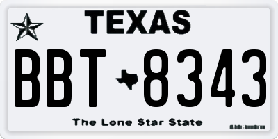 TX license plate BBT8343
