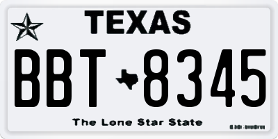 TX license plate BBT8345