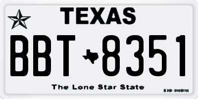 TX license plate BBT8351