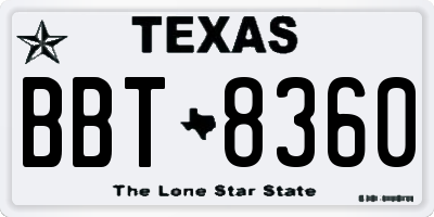 TX license plate BBT8360