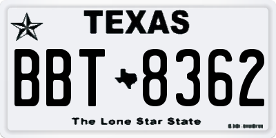 TX license plate BBT8362