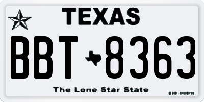 TX license plate BBT8363