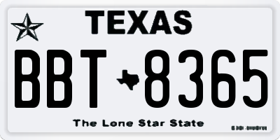 TX license plate BBT8365
