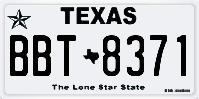 TX license plate BBT8371