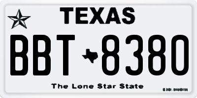 TX license plate BBT8380