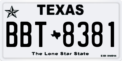 TX license plate BBT8381