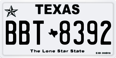TX license plate BBT8392
