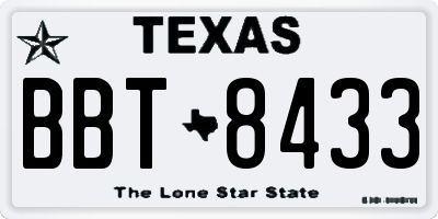 TX license plate BBT8433