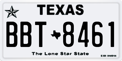 TX license plate BBT8461