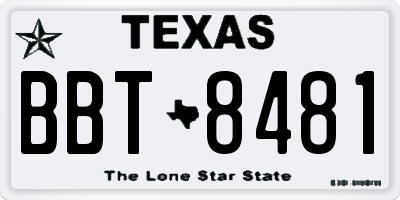 TX license plate BBT8481