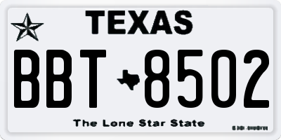 TX license plate BBT8502