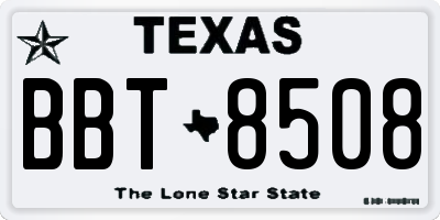 TX license plate BBT8508