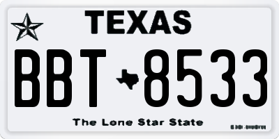 TX license plate BBT8533