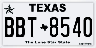 TX license plate BBT8540