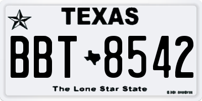 TX license plate BBT8542