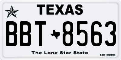 TX license plate BBT8563