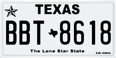 TX license plate BBT8618