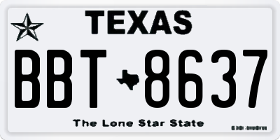 TX license plate BBT8637