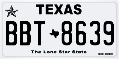 TX license plate BBT8639