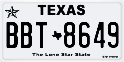 TX license plate BBT8649