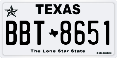TX license plate BBT8651