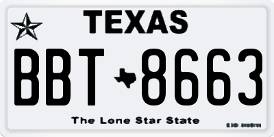 TX license plate BBT8663