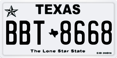 TX license plate BBT8668