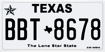 TX license plate BBT8678