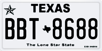 TX license plate BBT8688