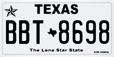 TX license plate BBT8698