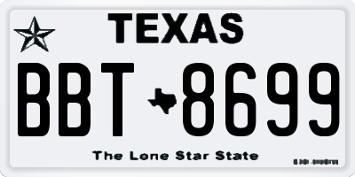 TX license plate BBT8699