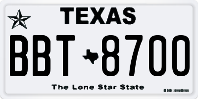 TX license plate BBT8700