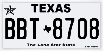 TX license plate BBT8708