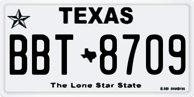 TX license plate BBT8709