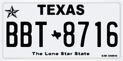 TX license plate BBT8716