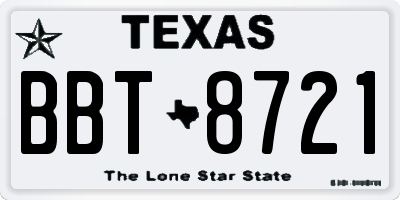 TX license plate BBT8721
