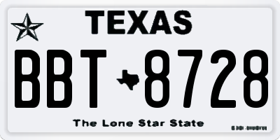 TX license plate BBT8728