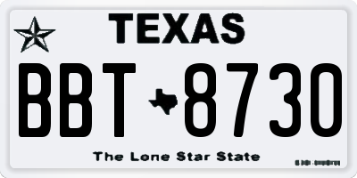 TX license plate BBT8730