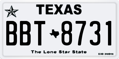 TX license plate BBT8731