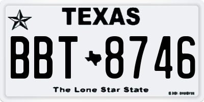TX license plate BBT8746